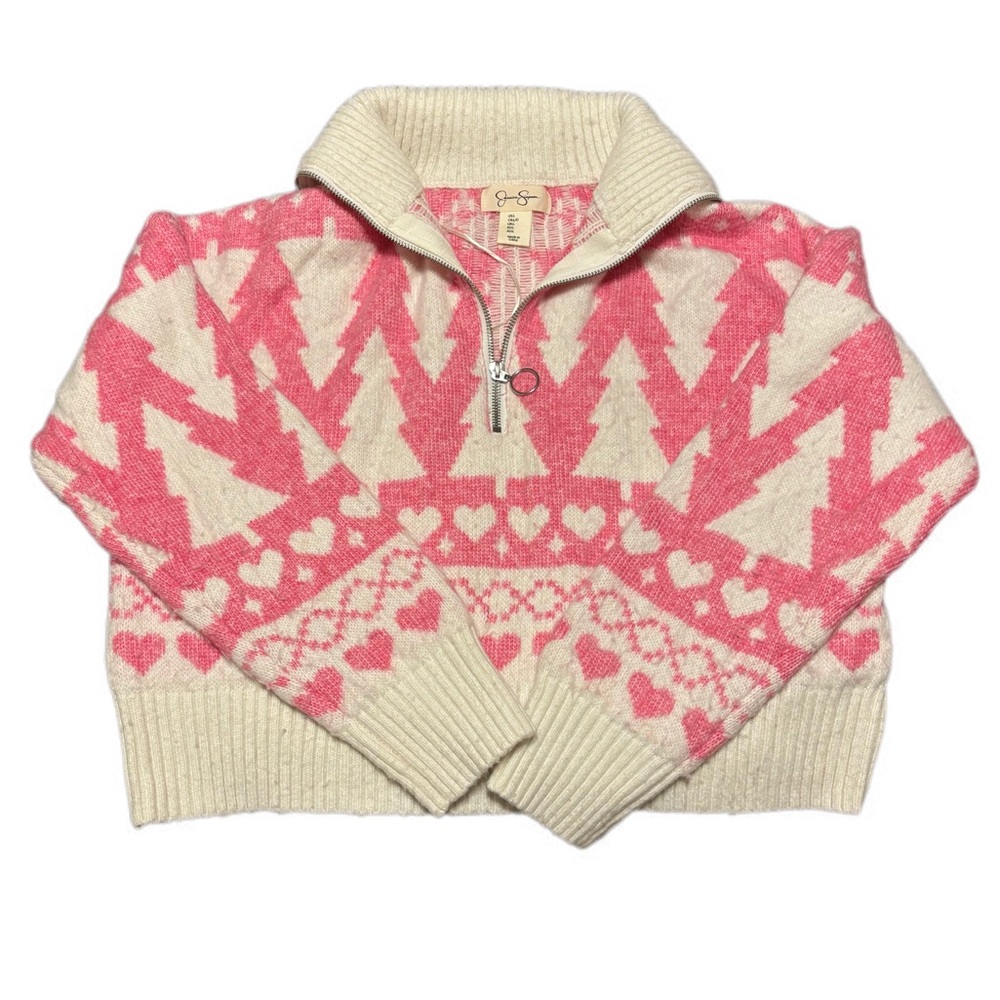 Jessica Simpson Pink and Cream Cowl Neck Sweater